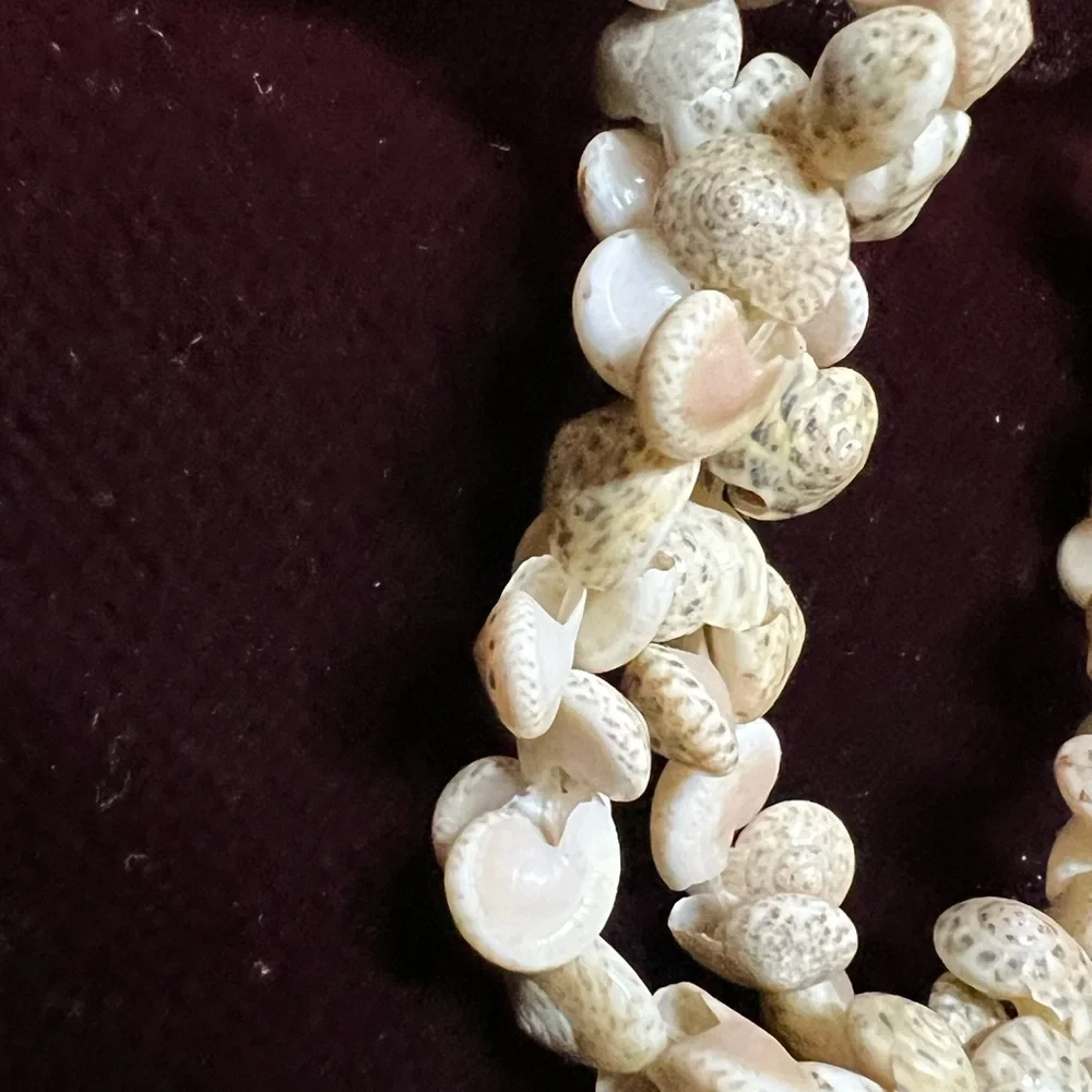 Vintage Puka Shell Necklace | Natural Seashell Twist Rope Lei | Boho Beach